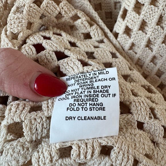 DISSH Sonny Natural Crochet Top Cream Polo Button Up Top Oversized Size M - Picture 7 of 8